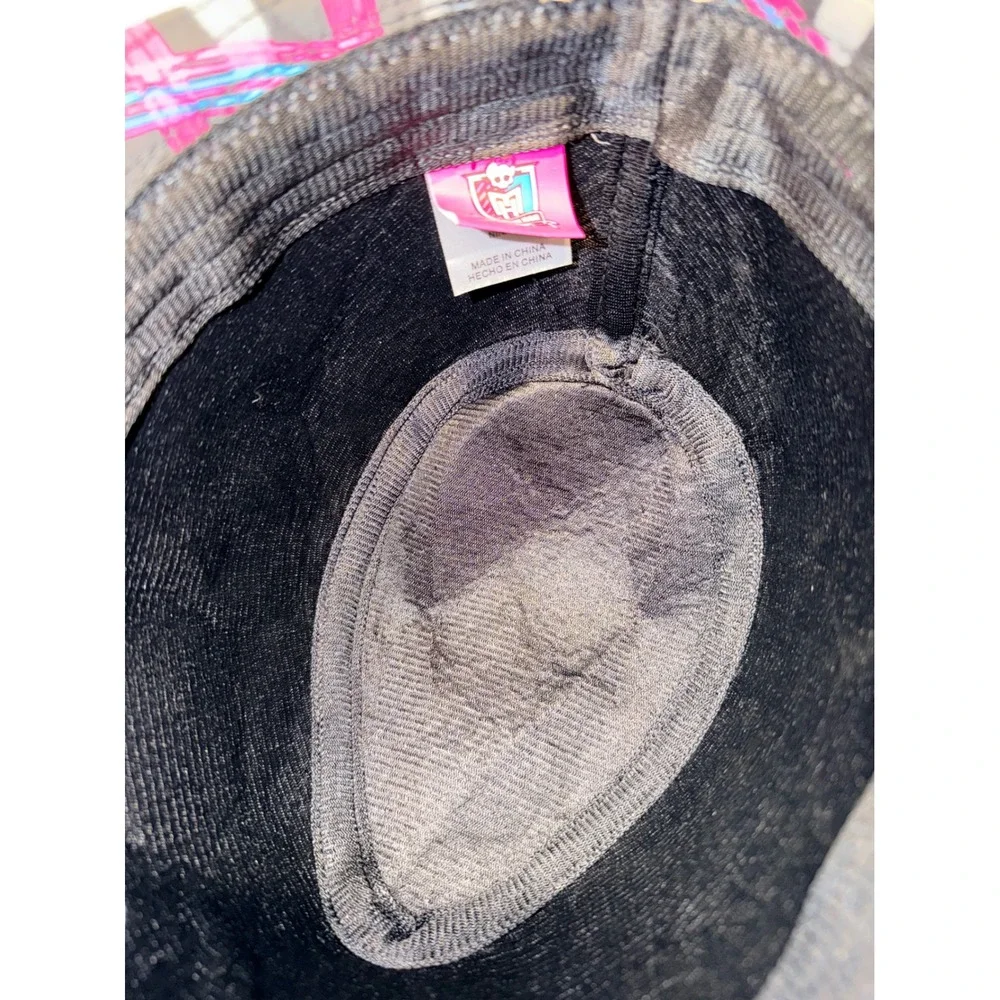 Monster High Plaid Fedora Hat with‎ Studded Band Pink Skull Logo Kids